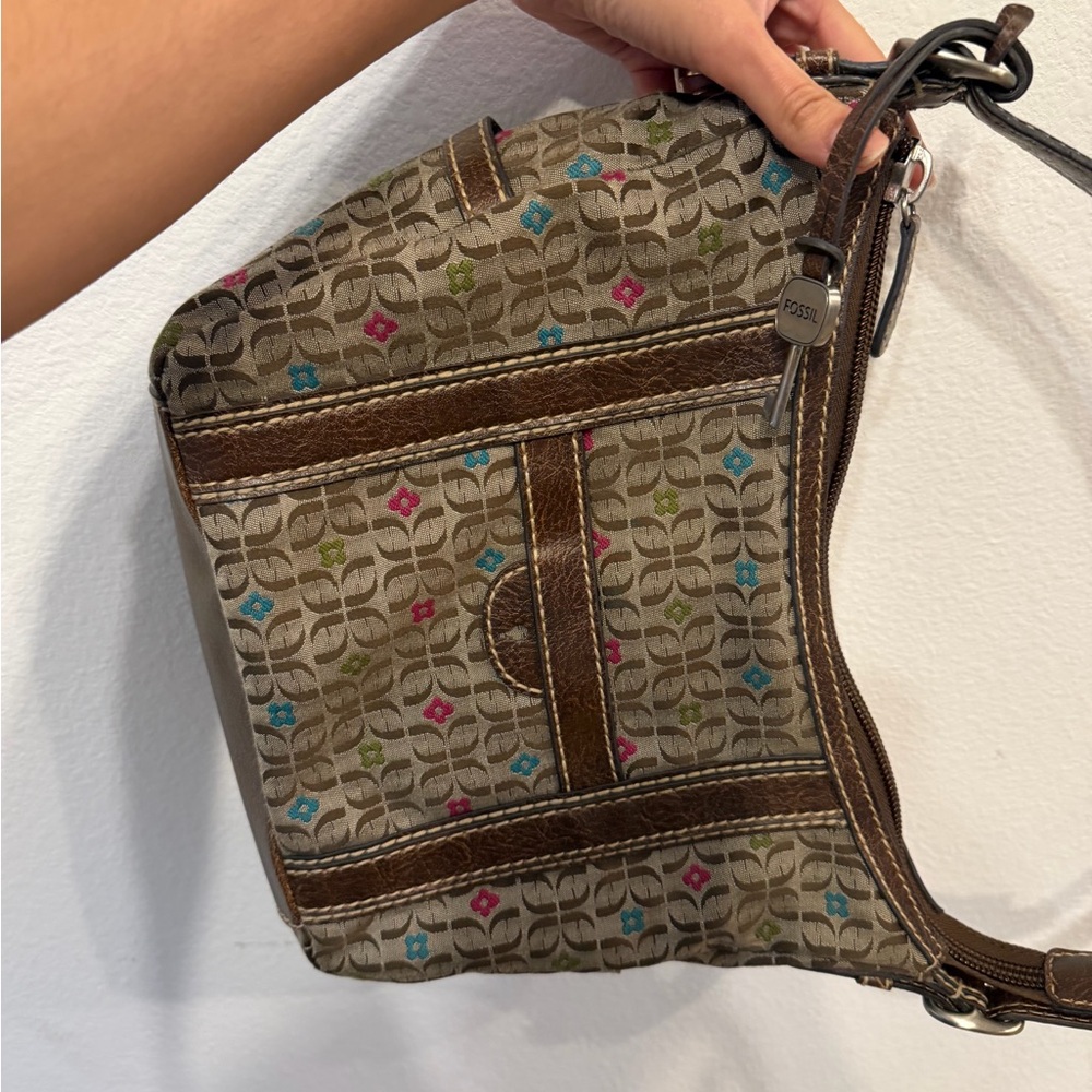 Fossil Brown And Multicolor Patterned Shoulder Bag - image 6